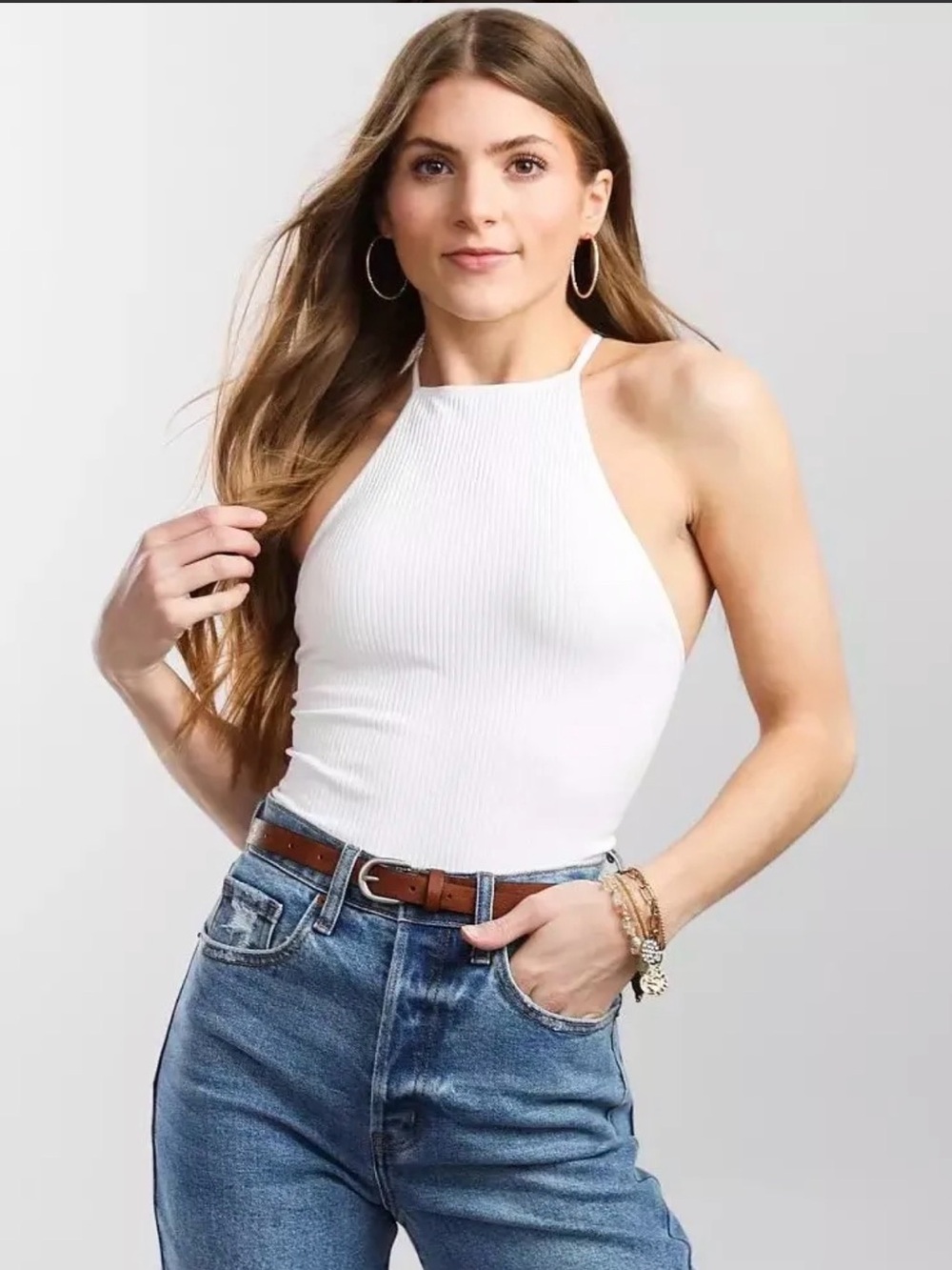 Free People Intimately Mmkay White Ribbed Tank